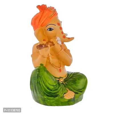 Craftghar Ganesha Idol for Home Decor, Ganesh ji murti with Harmonium Statue for Home and Office Decor, Green, 5.5 Inch-thumb2