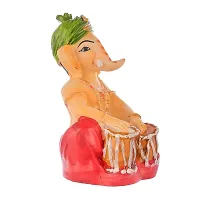 Craftghar Ganesha Idol for Home Decor, Lord Ganesh ji murti with Tabla Showpiece, Ganesh Idol for car Dashboard, Pink, 5 Inch-thumb3