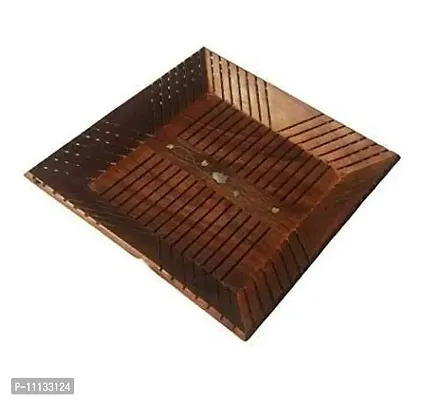 Craftghar Wooden Tray for Serving Tray, Handcrafted Decorative Square Wooden Serving Tray for Dinning and Serving, Table Decor, Home Decor, Brown-thumb4