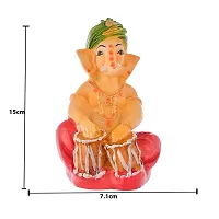 Craftghar Ganesha Idol for Home Decor, Lord Ganesh ji murti with Tabla Showpiece, Ganesh Idol for car Dashboard, Pink, 5 Inch-thumb2