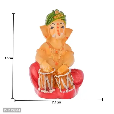 Craftghar Ganesha Idol for Home Decor, Lord Ganesh ji murti with Tabla Showpiece, Ganesh Idol for car Dashboard, Pink, 5 Inch-thumb3