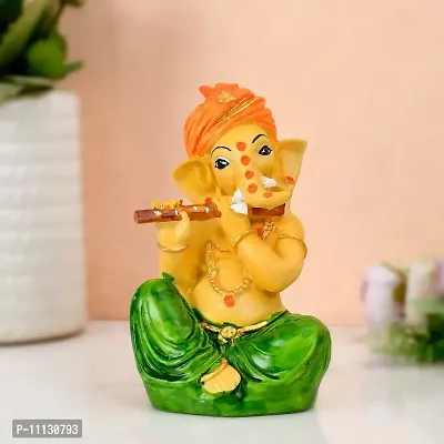 Craftghar Ganesha Idol for Home Decor, Ganesh ji murti with Harmonium Statue for Home and Office Decor, Green, 5.5 Inch-thumb5