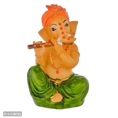 Craftghar Ganesha Idol for Home Decor, Ganesh ji murti with Harmonium Statue for Home and Office Decor, Green, 5.5 Inch