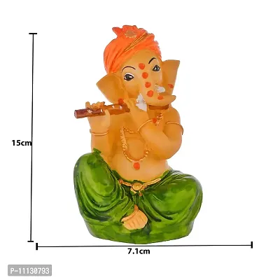 Craftghar Ganesha Idol for Home Decor, Ganesh ji murti with Harmonium Statue for Home and Office Decor, Green, 5.5 Inch-thumb3