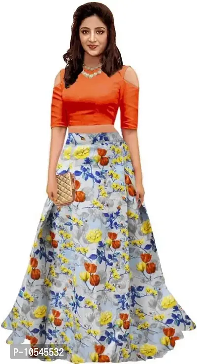 Stylish Orange Satin Silk Lehenga Choli Set For Women-thumb0