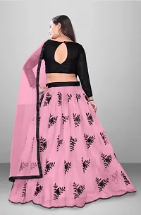 Stylish Pink Net  Lehenga Choli Set With Dupatta For Women-thumb1