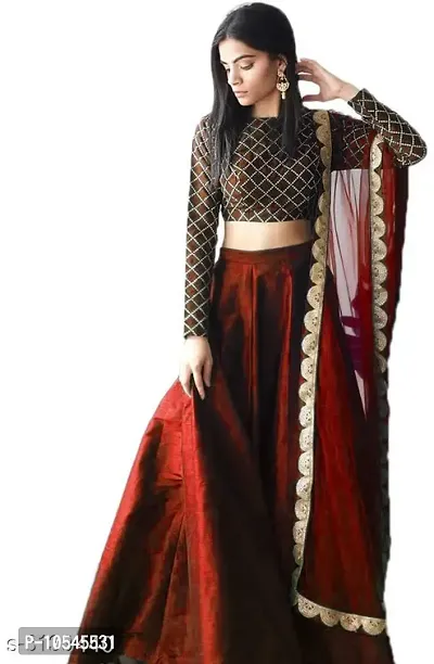 Stylish Multicoloured Net  Lehenga Choli Set With Dupatta For Women-thumb0