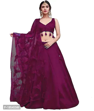 Stylish Purple Taffeta Silk  Lehenga Choli Set With Dupatta For Women-thumb0