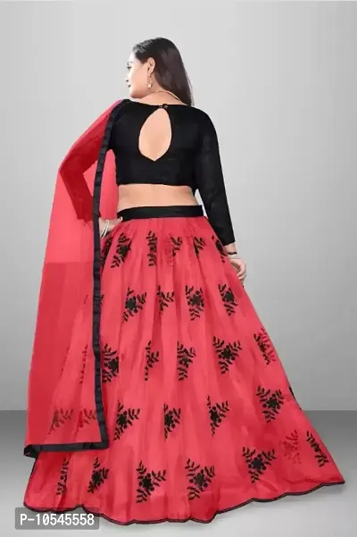 Stylish Red Net  Lehenga Choli Set With Dupatta For Women-thumb2