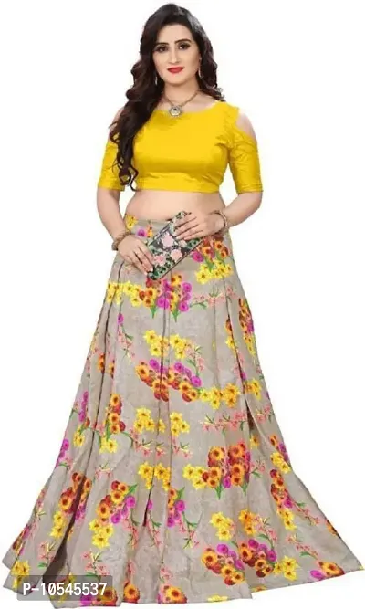 Stylish Yellow Satin Silk Lehenga Choli Set For Women-thumb0