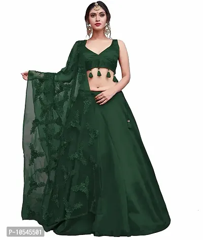 Stylish Green Taffeta Silk  Lehenga Choli Set With Dupatta For Women-thumb0