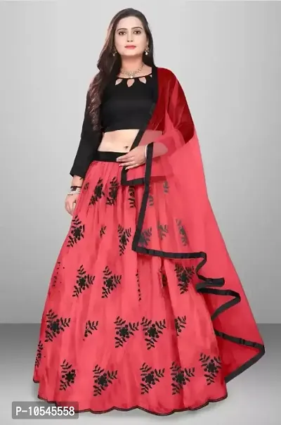 Stylish Red Net  Lehenga Choli Set With Dupatta For Women-thumb0