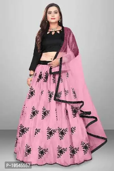 Stylish Pink Net  Lehenga Choli Set With Dupatta For Women-thumb0