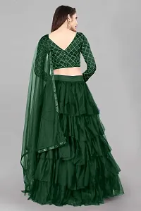 Stylish Green Net  Lehenga Choli Set With Dupatta For Women-thumb1