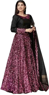 Stylish Purple Velvet  Lehenga Choli Set With Dupatta For Women-thumb1
