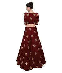 New Designer Maroon Color Embroiderd Work satin Semi-Sttiched Lehengha-thumb1