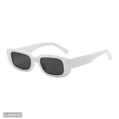 4Flaunt Rectro Series Retro Rectangular Vintage Fashion Narrow Sunglasses For Women (C5 - White) - Pack of 1