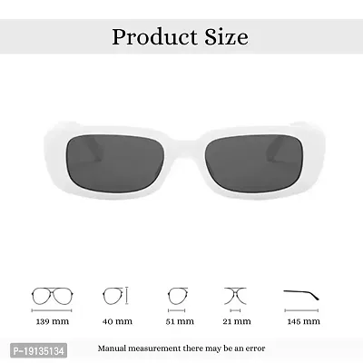 4Flaunt Rectro Series Retro Rectangular Vintage Fashion Narrow Sunglasses For Women (C5 - White) - Pack of 1-thumb5