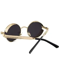 Latet stylish Steampunk Round Sunglasses for Men and Women with UV 400 Protection (Gold-Black)-thumb4