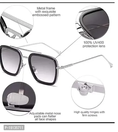 Tony Stark sunglass| Metallic Stylish Square men's Sunglasses-thumb4