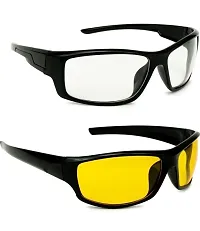 THE RK MART's COMBO OF 2 Sunglasses NIght vision sunglass for driving and riding bikes Yellow and Clear Lenses Combo PACK OF 2-thumb2