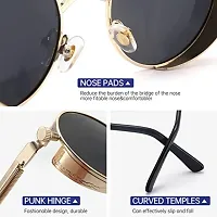 4Flaunt Disc Series UV Protected Steampunk Round Sunglasses For Men  Women (Gold-Black)- Pack of 1-thumb2