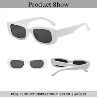 4Flaunt Rectro Series Retro Rectangular Vintage Fashion Narrow Sunglasses For Women (C5 - White) - Pack of 1-thumb2