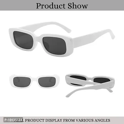 4Flaunt Rectro Series Retro Rectangular Vintage Fashion Narrow Sunglasses For Women (C5 - White) - Pack of 1-thumb3