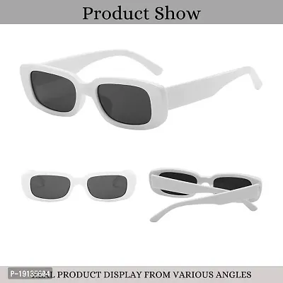 4Flaunt Rectro Lite Retro Rectangular Vintage Fashion Narrow Sunglasses For Women (White)-Pack of 1-thumb3