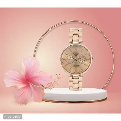 Newly Arrived Women Rose Gold Metal Strap Casual Watche