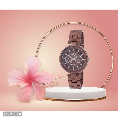 Newly Arrived Women Brown Metal Strap Casual Watche