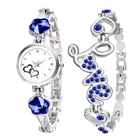New Combo Of Blue Butterfly Designer  Blue Stone Watch and Two Bracelets-thumb1