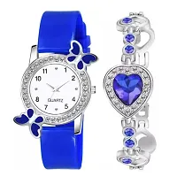 New Combo Of Blue Butterfly Designer  Blue Stone Watch and Two Bracelets-thumb2