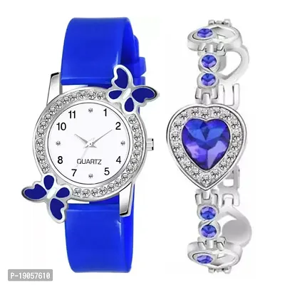 New Combo Of Blue Butterfly Designer  Blue Stone Watch and Two Bracelets-thumb3