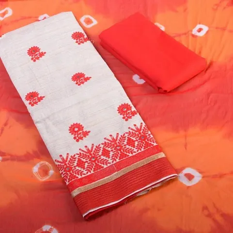 Women's Beautiful Khadi with Embroidered Dress Material with Dupatta