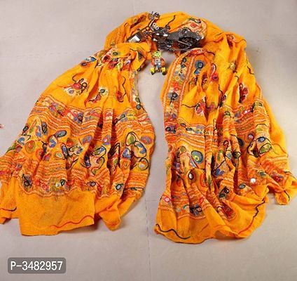 Women's Cotton Dupatta With Katchi Embroidery-thumb0