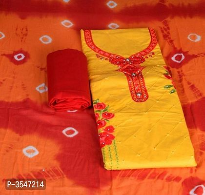 Women's Satin Cotton Dress Material With Najmeen Dupatta-thumb0