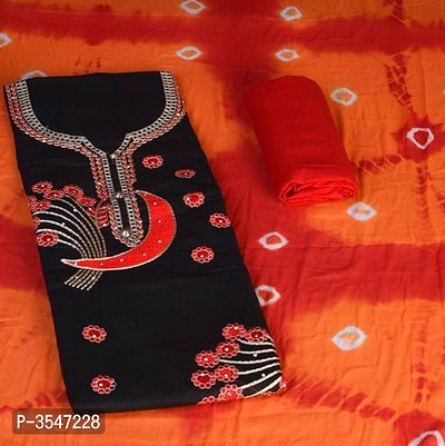 Women's Satin Cotton Dress Material With Najmeen Dupatta-thumb0