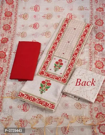 Ravishing Red Cotton Khadi Women Dress Material with Dupatta