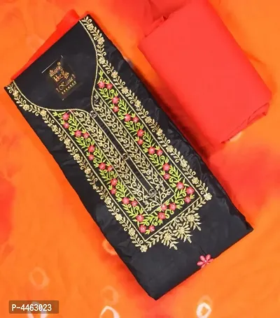 Women's Beautiful Glace Cotton with Embroidered Dress Material with Dupatta