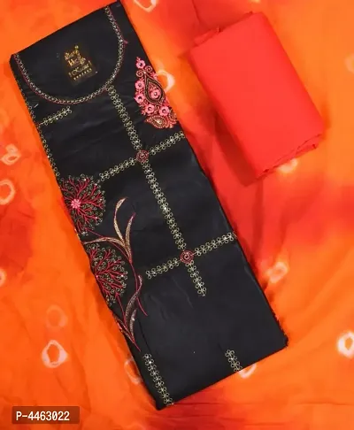 Womens Beautiful Glace Cotton with Embroidered Dress Material with Dupatta