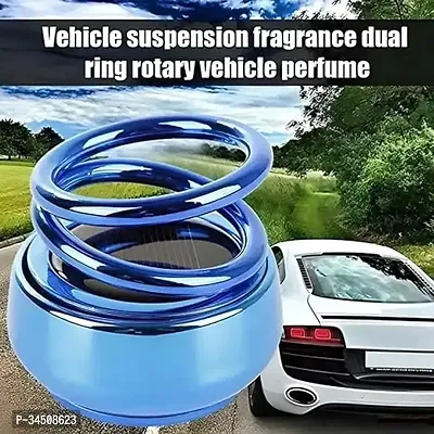 EliteAuto Solar powered Blue Auto-Rotating Dashboard ornament Spinning Double Ring Perfume for car-thumb2