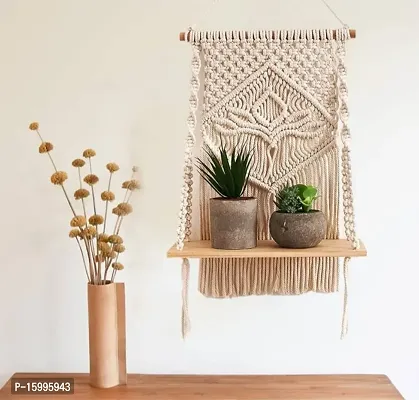 Saaz macrame Wall Shelf hanger|102| living room bedroom luxury house design-thumb0