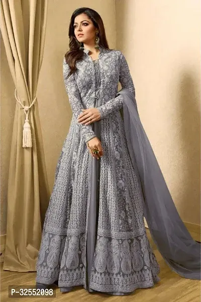 Stylish Cotton Silk Gown with Dupatta for Women