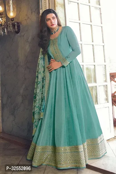 Stylish Cotton Silk Gown with Dupatta for Women