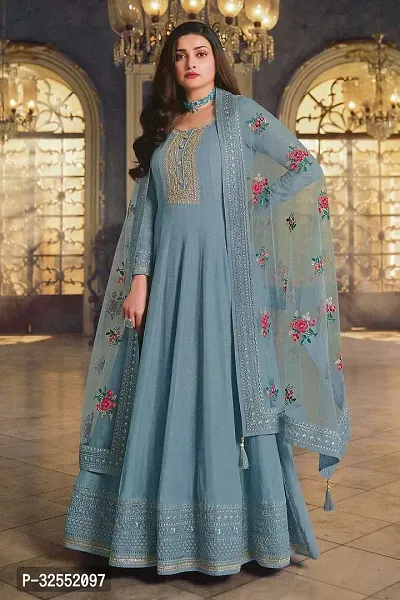 Stylish Cotton Silk Gown with Dupatta for Women