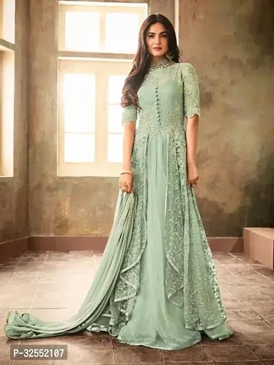 Stylish Cotton Silk Gown with Dupatta for Women