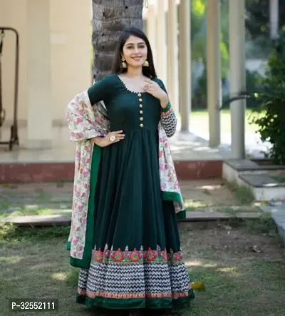 Stylish Cotton Silk Gown with Dupatta for Women