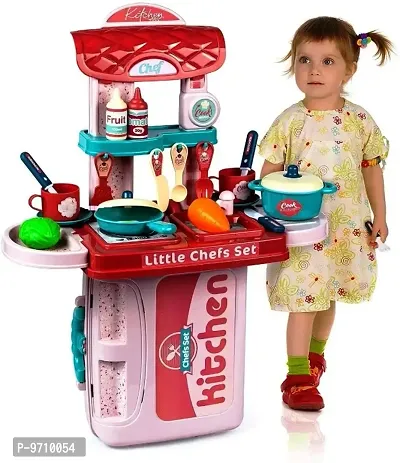 skiloriz 3 in 1 Kitchen Set for Kids Portable Pretend Play Little Chef Plastic Toys Set for Kids with Suitcase Role Play Cooking Kitchen Set Kids Toys for Girls  Boys (Pink)(3 in 1 Kitchen Set)-thumb2
