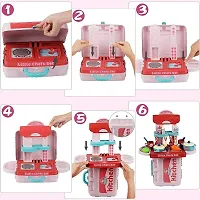 skiloriz 3 in 1 Kitchen Set for Kids Portable Pretend Play Little Chef Plastic Toys Set for Kids with Suitcase Role Play Cooking Kitchen Set Kids Toys for Girls  Boys (Pink)(3 in 1 Kitchen Set)-thumb3